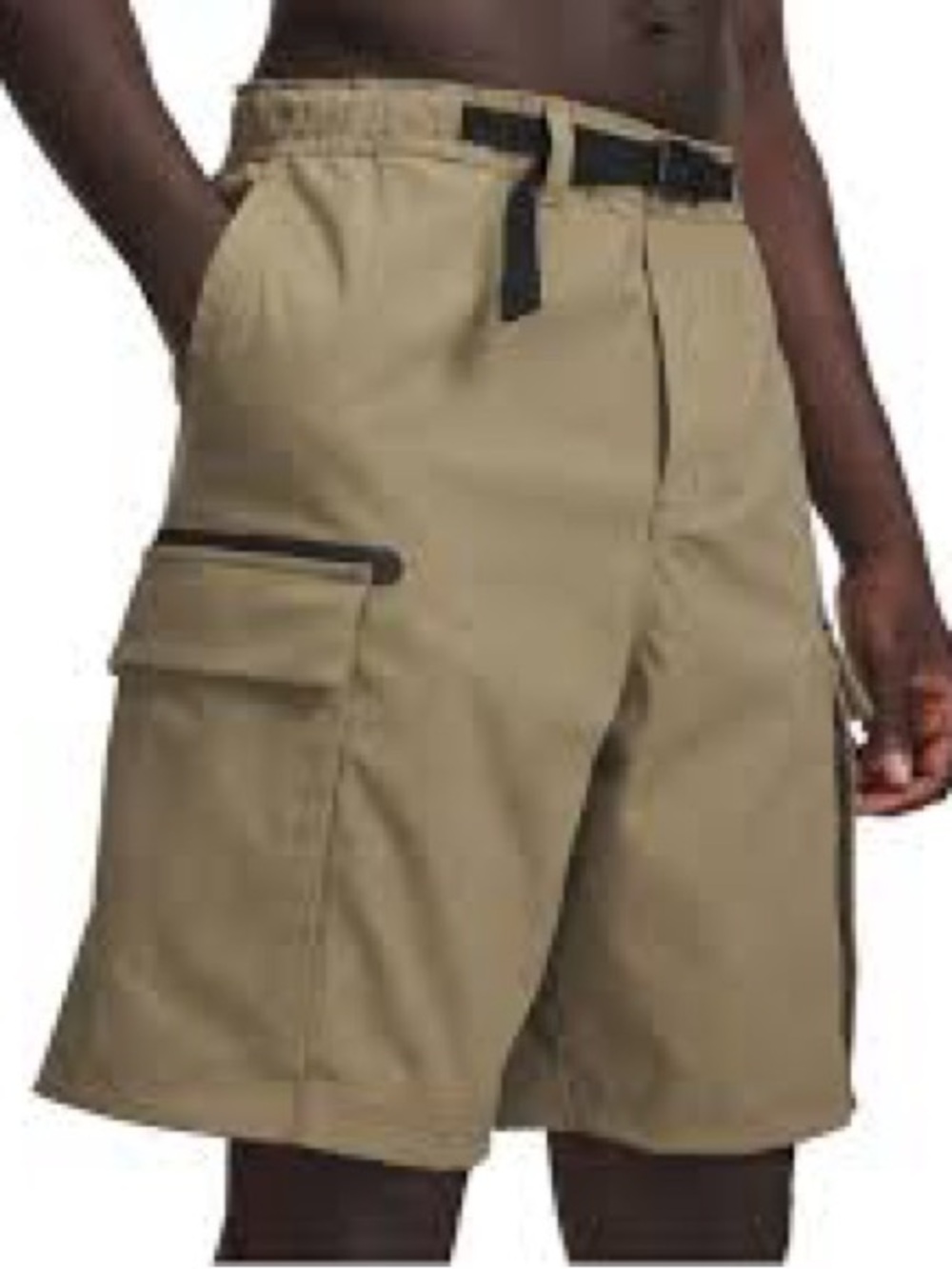 Under Armour Men's Tan Cargo Shorts with Black Web Belt